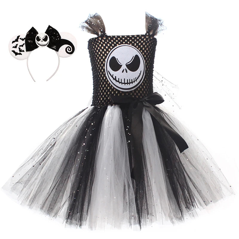 4 Styles Sally/jack Costumes for Girls Halloween Carnival Dresses Kids Scary Disguise Outfit Children Fancy Clothes Tutu Outfit