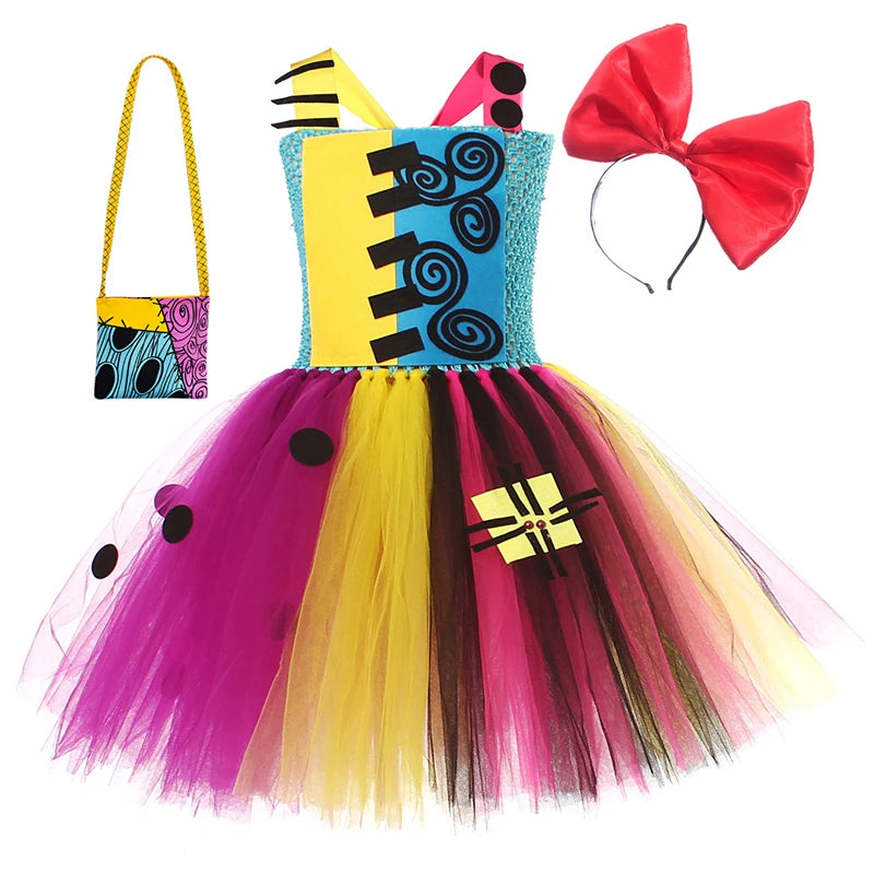 4 Styles Sally/jack Costumes for Girls Halloween Carnival Dresses Kids Scary Disguise Outfit Children Fancy Clothes Tutu Outfit